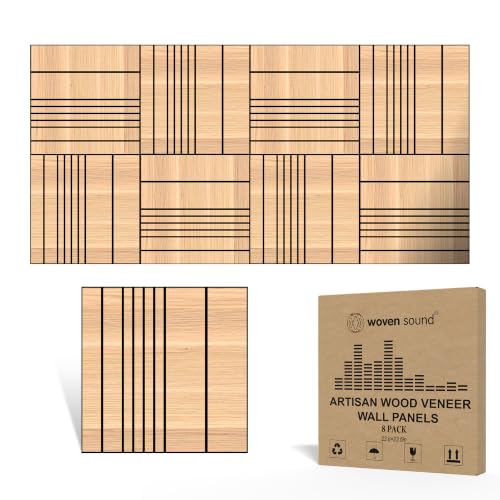 WoveN SounD Acoustic Wall Panels, Natural Oak, 8 Pack, 23.6x23.6 in - color: Natural Oak, size: VariSlat