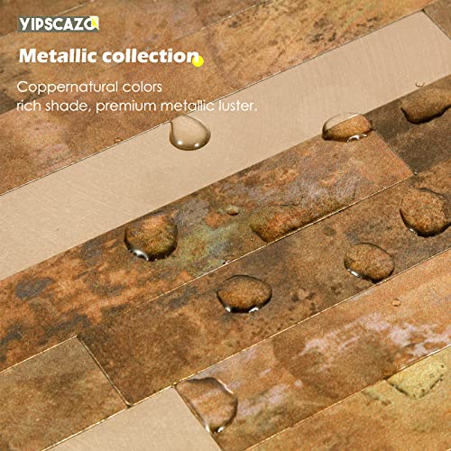 Yipscazo 2026 New Upgrade Peel and Stick Backsplash, Stick on Backsplash Tiles for Kitchen, Bathroom, Fireplace(5 Sheets, Copper) - color: Copper