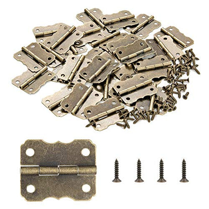 80Pcs Mini Bronze Hinges Engraved Hardware for Craft & Wooden Boxes - color: K62_80 Pcs