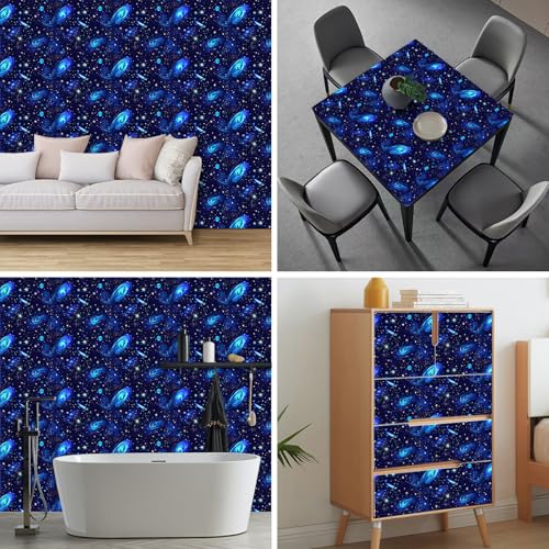 HOMETITUTE Star Galaxy Peel and Stick Wallpaper 118.1x17.7 Inch Vinyl - color: Space Galaxy