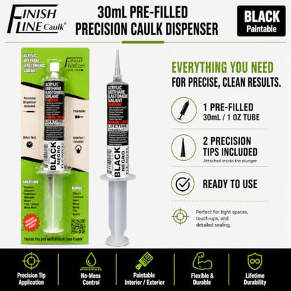 30mL Pre-Filled Precision Caulk Applicator Black, 1-Pack - color: Black