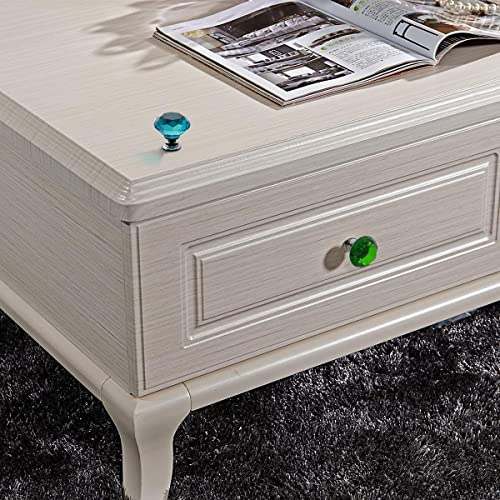 Akstore 6 Pcs Crystal Glass Cabinet Knobs 30mm Diamond Shape Drawer Kitchen Cabinets Dresser Cupboard Wardrobe Pulls Handles (Green, 30mm) - color: Green, size: 30 mm