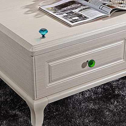 Akstore 6 Pcs Crystal Glass Cabinet Knobs 30mm Diamond Shape Drawer Kitchen Cabinets Dresser Cupboard Wardrobe Pulls Handles (Green, 30mm) - color: Green, size: 30 mm