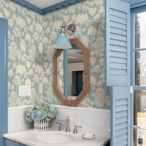 JiffDiff Blue Forest Tree Peel and Stick Wallpaper,17.3" x 400" - color: Blue, size: 17.3" x 400"