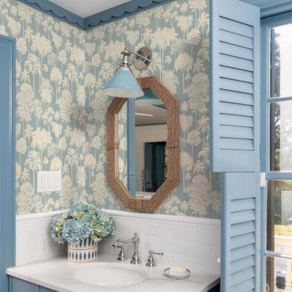 JiffDiff Blue Forest Tree Peel and Stick Wallpaper,17.3" x 120" - color: Blue, size: 17.3" x 120"