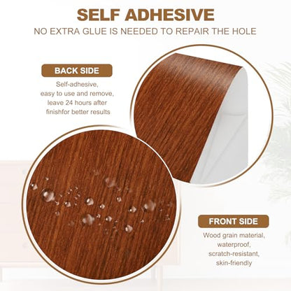 Self Adhesive Wood Grain Repair Tape 33'x 3", Multi-Use Realistic Wood Grain Repair Patch for Furniture Floor Door Table Chair Windows Handicraft DIY, Teak