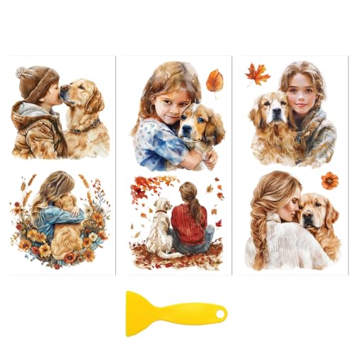 Peacoblue People and Dogs Rub On Transfers for Furniture Craft 6"x12" - style: People and Dogs
