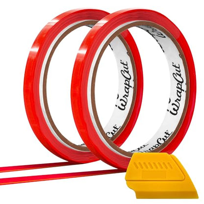 VViViD Wrap Cut 32ft (10M) Vinyl Wrap Edge Cutting Detailer Tape (2 Rolls + Squeegee) - size: 2 rolls + Squeegee