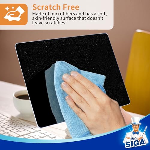MR.SIGA Microfiber Cleaning Cloths, All-Purpose Surface Microfiber Towels, Streak Free Cleaning Rags, Pack of 12, Sky Blue, Size 32 x 32 cm(12.6 x 12.6 inch) - color: Sky Blue