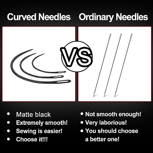 GlamorDove Sewing Tool 10Pcs Curved Needles 2.5inch Wig Making Hand Sewing Accessories Thread Sew in Weave Tool for Hair Weft Upholstery Carpet Leather Canvas Repair Needles Hair Extensions