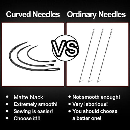 GlamorDove Sewing Tool 10Pcs Curved Needles 2.5inch Wig Making Hand Sewing Accessories Thread Sew in Weave Tool for Hair Weft Upholstery Carpet Leather Canvas Repair Needles Hair Extensions