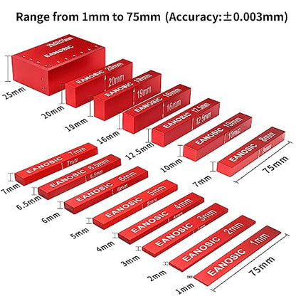 EANOSIC Metric Setup Blocks Height Gauge Set, 15pcs Precision Aluminum Setup Bars Guage Block Set for Router and Table Saw Accessories Woodworking Set Up, Bars Include Laser Engraved Size Markings - style: 15 Pcs-METRIC