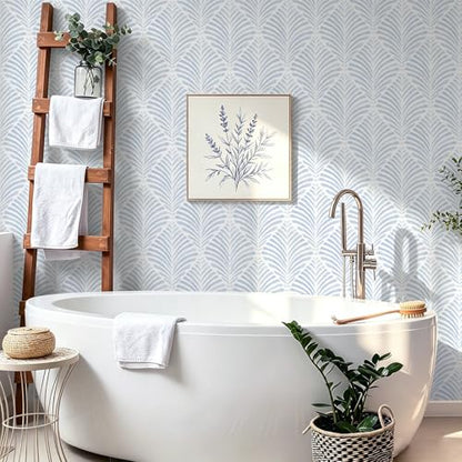Safiyya Peel and Stick Wallpaper Boho Contact Paper 17.3"x196" Blue Geometric Modern Wall Paper Self Adhesive Removable Wallpaper for Bedroom Vinyl Rolls - color: Blue and White, size: 17.3" x 196"