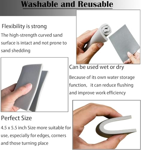 10 Pack 4.5 x 5.5 Inch 400-3000 Grit Sanding Sponge Set, Ultra Fine Sanding Sponges Pads, Soft Foam Hand Sander Block Wet Dry Sandpaper for Model Drywall Metal Wood Furniture Polishing