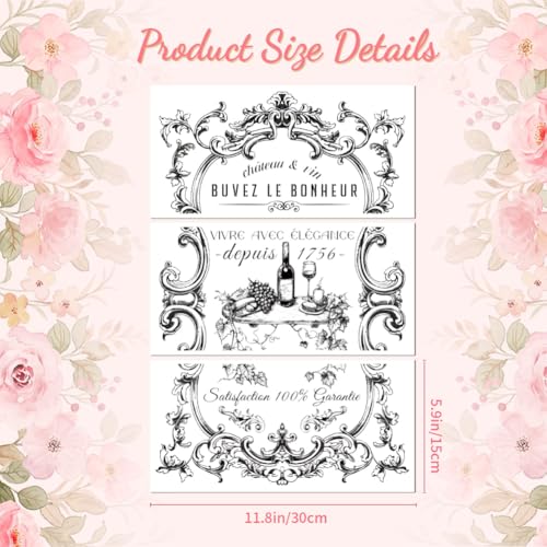 Peacoblue Vintage Wine Frame Rub On Transfers for Furniture Craft 6"x12" - style: Vintage Wine Frame