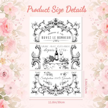 Peacoblue Vintage Wine Frame Rub On Transfers for Furniture Craft 6"x12" - style: Vintage Wine Frame