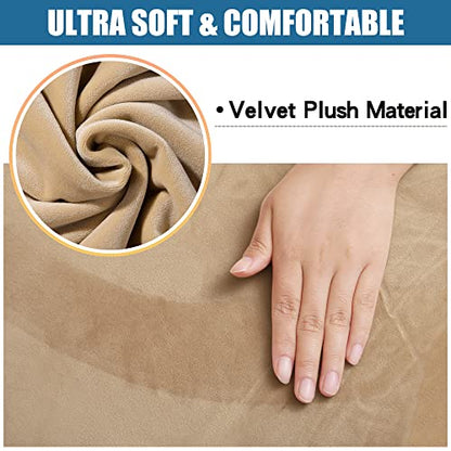 Smiry Velvet Seat Covers for Dining Room Chair Set of 2 - color: Beige, size: Set of 2