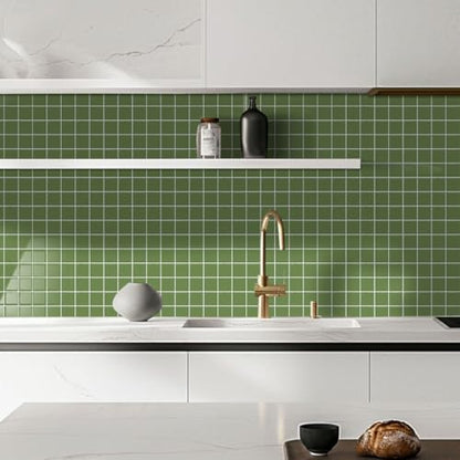 Alwayspon 10 Sheets 10"x10" Green 3D Vinyl Backsplash Tiles, Self-Adhesive Peel and Stick Wall Tile Stickers Stick on Subway Tiles for Kitchen Bathroom Wall - color: Green