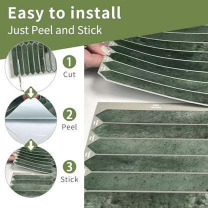 10 Sheets Long Hexagon Tile Peel and Stick Backsplash - color: Green
