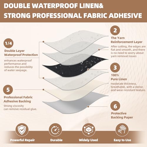 Fabric Repair Tape, Self-Adhesive Couch Patch for Furniture, Cloth - color: Linen Brown, size: 3.5X79 Inch