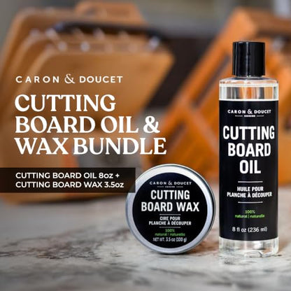 Caron & Doucet - Cutting Board & Butcher Block Conditioning Oil & Wood Finishing Wax Bundle | 100% Plant-Based & Vegan, Best for Wood & Bamboo Conditioning & Sealing | Does NOT Contain Mineral Oil!