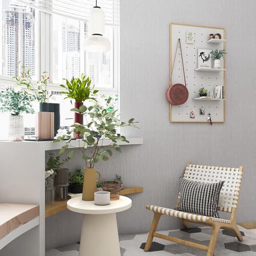 Grasscloth Peel and Stick Wallpaper Textured Gray Fabric Wallpaper Faux Linen Wallpapers 15.7"x78.8" Textured Contact Paper for Cabinets Self Adhesive Removable Wall Paper for Bedroom