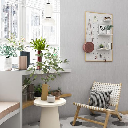 Grasscloth Peel and Stick Wallpaper Textured Gray Fabric Wallpaper Faux Linen Wallpapers 15.7"x78.8" Textured Contact Paper for Cabinets Self Adhesive Removable Wall Paper for Bedroom