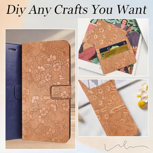 54 x 12 Inch Butterfly Embossed PU Leather Roll Fabric Flower Floral Textured Faux Leather Sheets Synthetic Earrings Purses Making Leatherette for Keychains Wallet Sewing DIY Projects - color: Peru