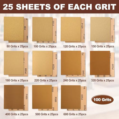 SPEEDWOX 1/4 Sheet Sandpaper Sheets 25PCS Premium Sand Paper 100 Grit Sanding Sheets 5.5" x 4.5" Sandpaper for Wood Metal Automotive Furniture Woodworking Clip-On, Hand Sanding Blocks - style: 100 Grits