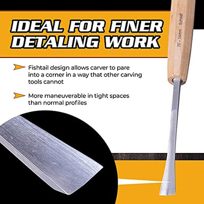 Schaaf Wood Carving Tools 4-pc Wood Chisel Set, Fishtail Gouges, Cr-V 60 - color: 4 Piece Fishtail Set