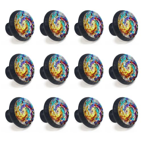 12 Pack Stained Glass Spiral Cabinet Knobs for Kitchen Bathroom - size: 12PCS - 1.37"L x 1.1"W