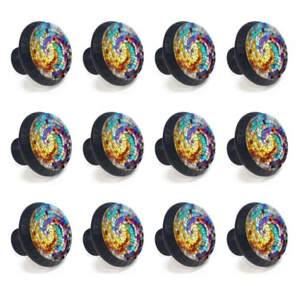 12 Pack Stained Glass Spiral Cabinet Knobs for Kitchen Bathroom - size: 12PCS - 1.37"L x 1.1"W