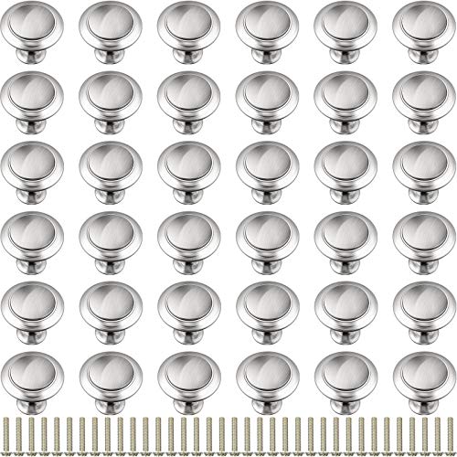 Ripeng 36 Pieces Round Ringed Kitchen Cabinet Pulls Kitchen Drawer Pull Cabinet Door Knob Drawer Handles Hardware Cupboard Handles with Screws for Dresser (Silver,1.2 Inch) - size: 1.2 Inch