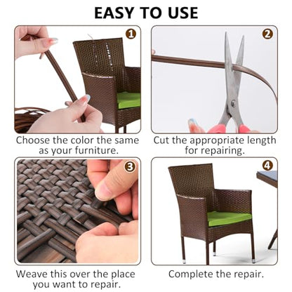 Biggun 120ft Wicker Repair Kit with Tangle-Free Reel, Premium New Materials - color: Graduated Dark Brown, size: 120ft