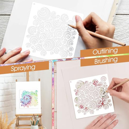 30Pcs Texture Stencils for Crafts, Reusable Geometric Stencils for Painting