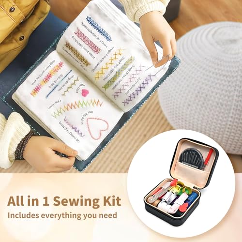 MASHDE 74 PCS Sewing Kit, Big Eye Steel Sewing Needles Kit with Storage Box - color: Black