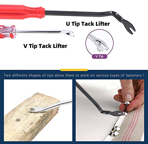 Swpeet 4Pcs Tack Puller Staple Remover Tool Set, Upholstery and Construction U Tip Nail Tack Puller U Tip Fastener Remover Carpet Remover Pefect for Removing All Kinds of Staples for Furniture, Floor