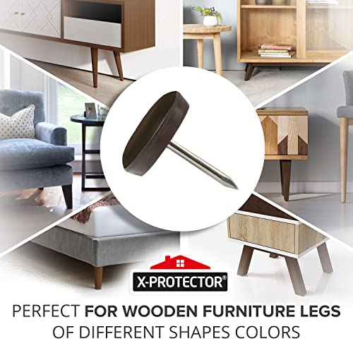 Chair Glides X-PROTECTOR – 1" Furniture Glides 40 pcs – (Brown) - size: 1" 40 PCS Brown