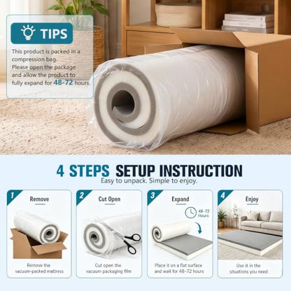 JOYWOO Thick Memory Foam Padding 72"x24"x6", Sofa Cushion & Chair Support Pad, Cut to Size Replacement for Thin Padding & DIY - size: 72x24x6"
