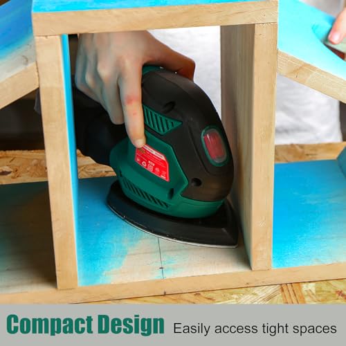 HYCHIKA Detail Sander, 14,000 OPM Compact Electric Sander Tool with 12 Pcs Sandpapers,Efficiency Dust Collection System,Suitable for Tight Spaces Sanding,Polishing,Removing Paint in Home Decoration - style: Sander