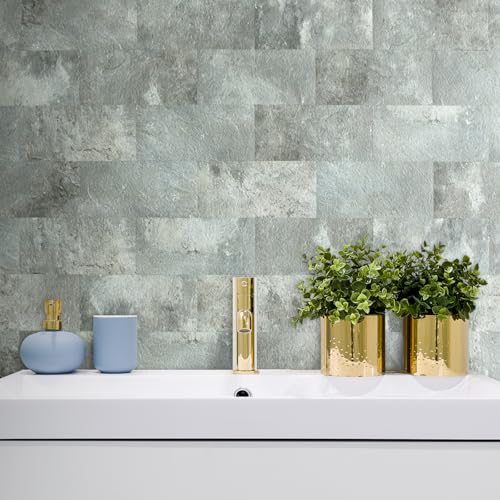 AULIGET 20-Piece Mountain Rock Peel and Stick Backsplash Wall Tiles, 6" x 12" PVC Faux Stone Stick on Tiles for Backsplash Kitchen, Bathroom, Laundry Room, Camper, Fireplace - color: Mountain Rock, size: 20 Sheets, 6"x12"x0.12"