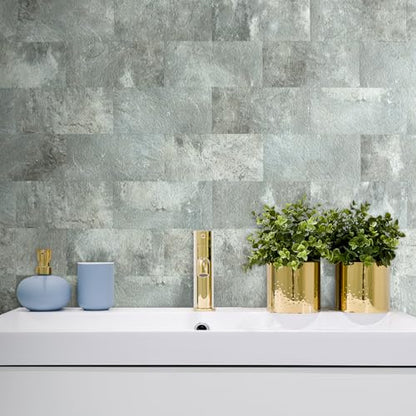 AULIGET 20-Piece Mountain Rock Peel and Stick Backsplash Wall Tiles, 6" x 12" PVC Faux Stone Stick on Tiles for Backsplash Kitchen, Bathroom, Laundry Room, Camper, Fireplace - color: Mountain Rock, size: 20 Sheets, 6"x12"x0.12"