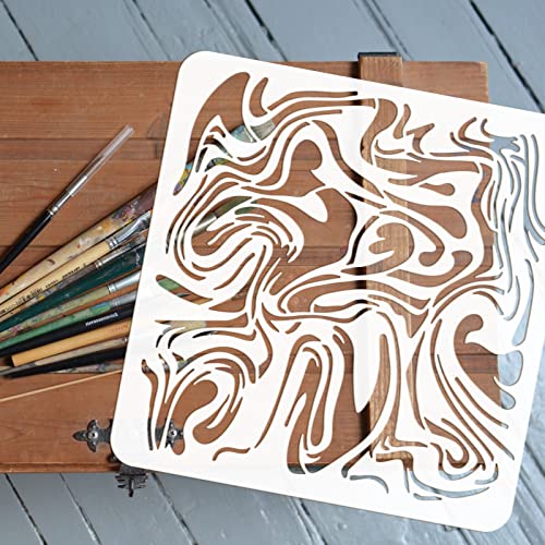 FINGERINSPIRE Marble Stencils Template 11.8x11.8inch Plastic Marble Drawing Painting Stencils Square Reusable for Painting on Wood, Floor, Wall and Tile - color: Marble Pattern