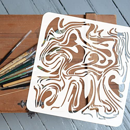 FINGERINSPIRE Marble Stencils Template 11.8x11.8inch Plastic Marble Drawing Painting Stencils Square Reusable for Painting on Wood, Floor, Wall and Tile - color: Marble Pattern
