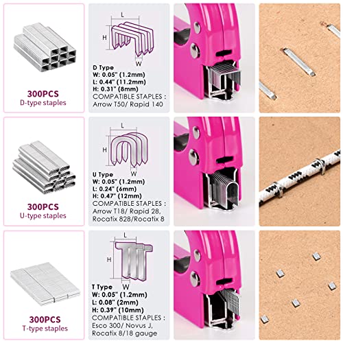 315Pcs Picture Hanging Tool Kit and 33Pcs Pink Staple Gun Tool Set with 3 in 1 Upholstery Staple Gun for Wood Heavy Duty and 900 Staples