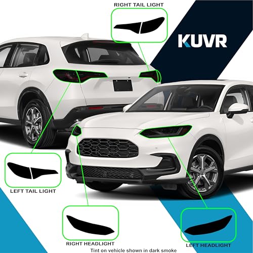Pre-Cut Headlight Taillight Tint Kit Compatible with Honda HR-V 2023-2026 | Precision Cut Stretchable PPF Vinyl Overlay Cover Wrap (Light Smoke) - color: Light Smoke