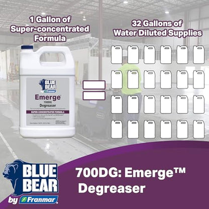 Blue Bear 700DG Emerge Degreaser Concentrate, Removes Dirt Oil & Grease 1Qt - size: 32 Fl Oz (Pack of 1)