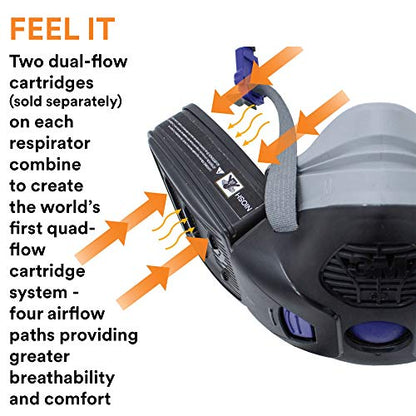 3M Reusable Respirator HF-802SD, Secure Click Half Face Respirator, Medium - style: Medium