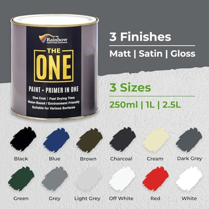 THE ONE Paint - Satin Finish - Multi Surface Paint 250ml Sample (Dark Grey) - color: Dark Grey, size: 8.5 Fl Oz (Pack of 1)