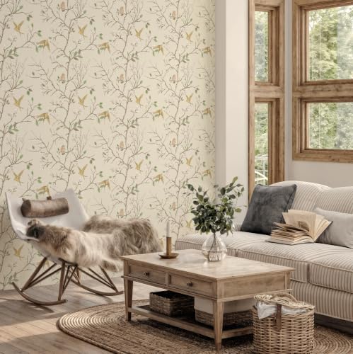 CiCiwind Vintage Peel and Stick Wallpaper Bird Wallpaper 17.3''x78.7'' - size: 17.3" x 78"